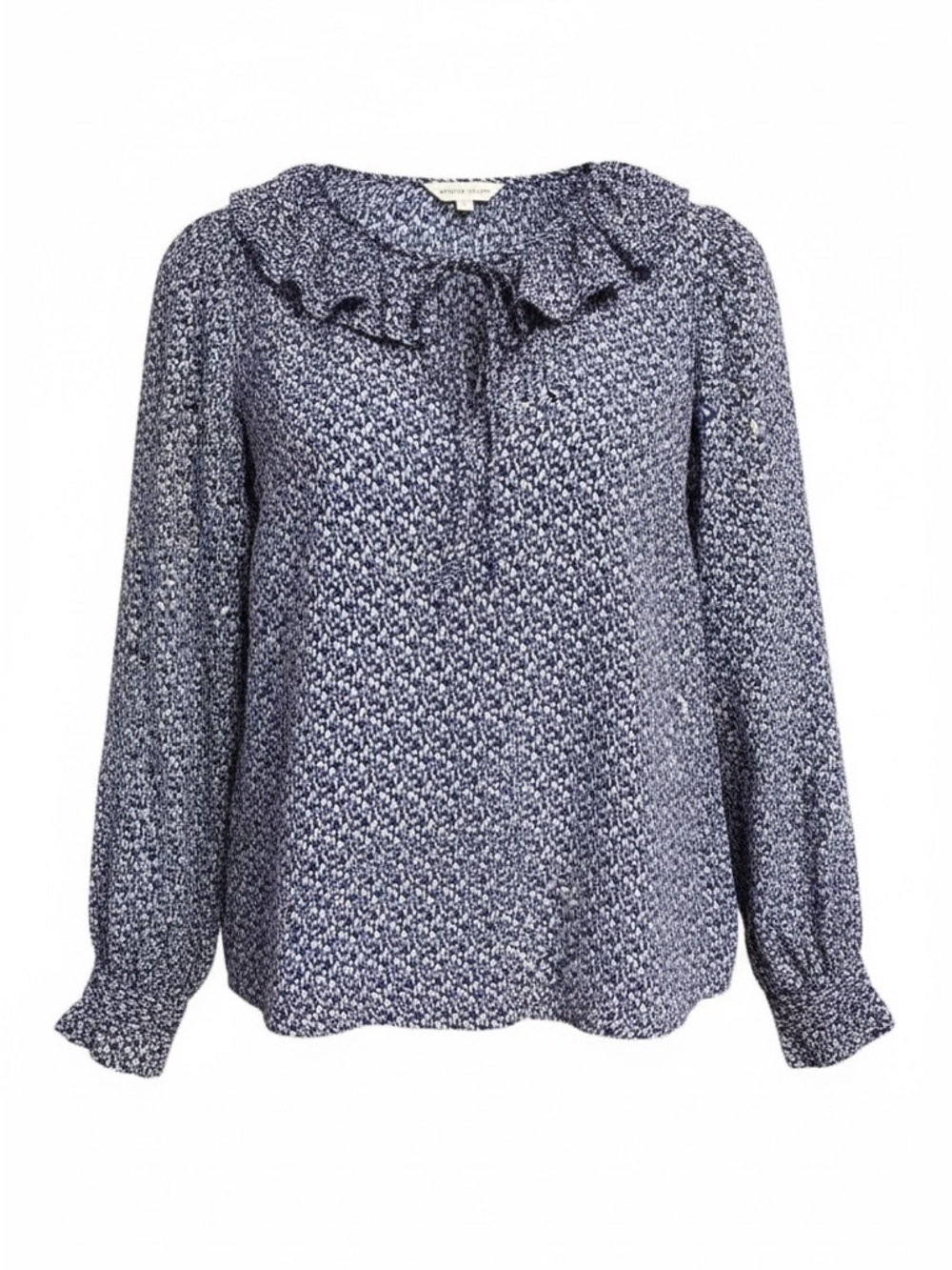 NEW Rebecca Taylor 100% Silk Ruffle Tie Neck Blouse – Navy Floral - Size 6
